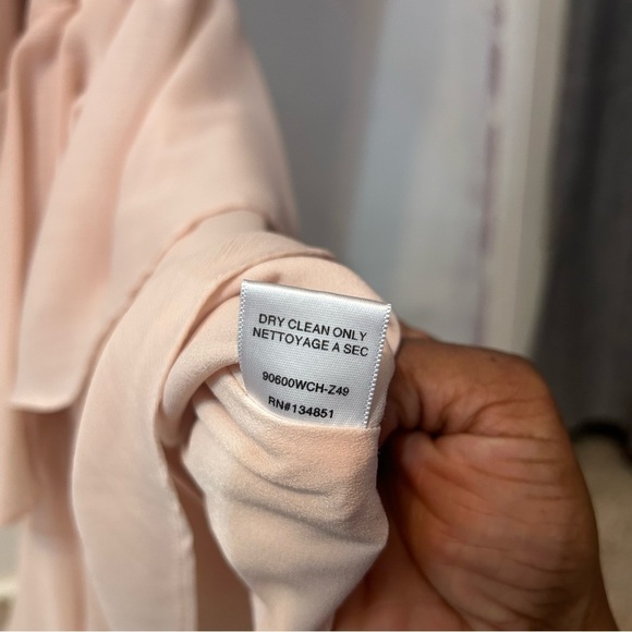 WAYF Women’s Formal Chiffon Wedding Prom Dress Medium Blush Pink Tiered Ruffle - Picture 11 of 12